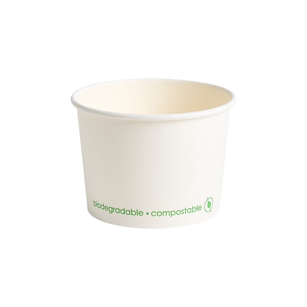 Envase Blanco PLA Medio Litro 16 Oz (473 ml)